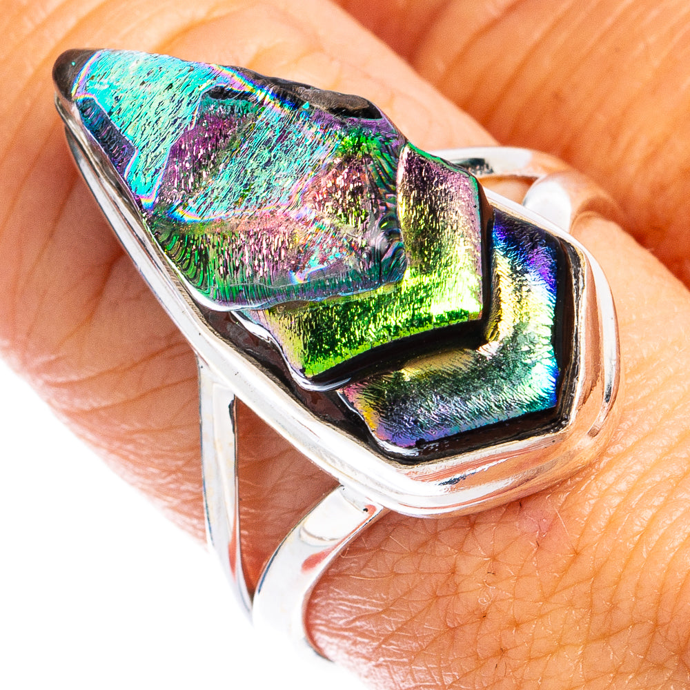 Dichroic Glass Ring Size 9 (925 Sterling Silver) R8513