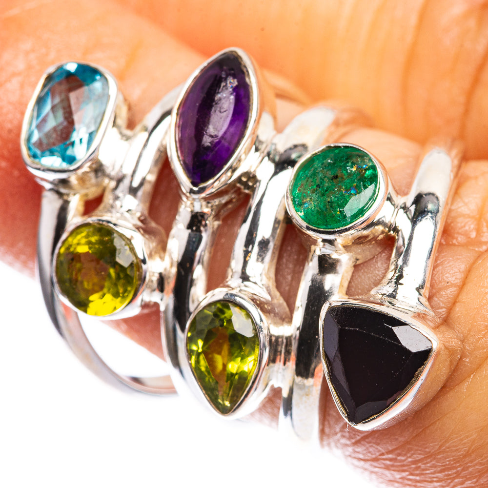 Garnet, Amethyst, Blue Topaz, Peridot Ring Size 6 (925 Sterling Silver) R142423