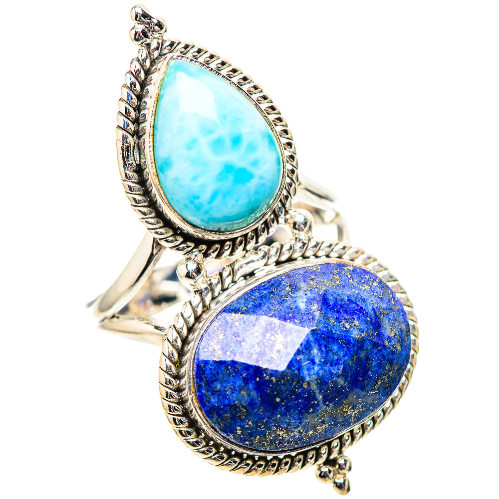 Large Lapis Lazuli, Larimar 925 Sterling Silver Ring Size 10 (925 Sterling Silver) RING139498