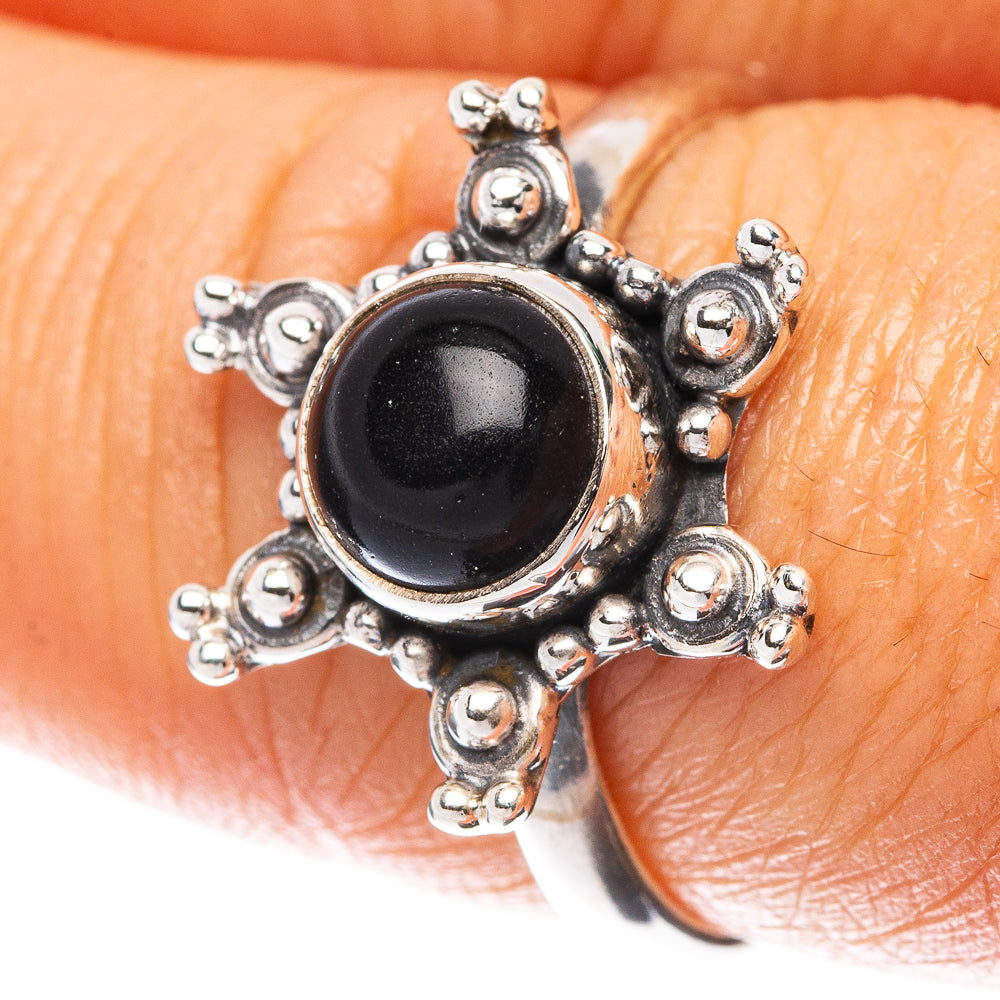 Black Onyx Flower 925 Sterling Silver Ring Size 7.5 (925 Sterling Silver) R5482
