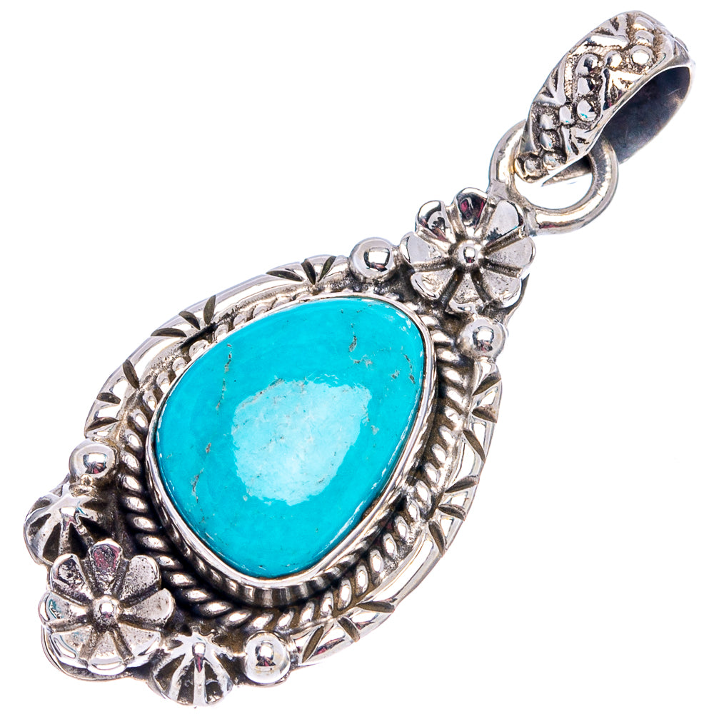 Rare Sleeping Beauty Turquoise Pendant 1 5/8" (.925 Sterling Silver)