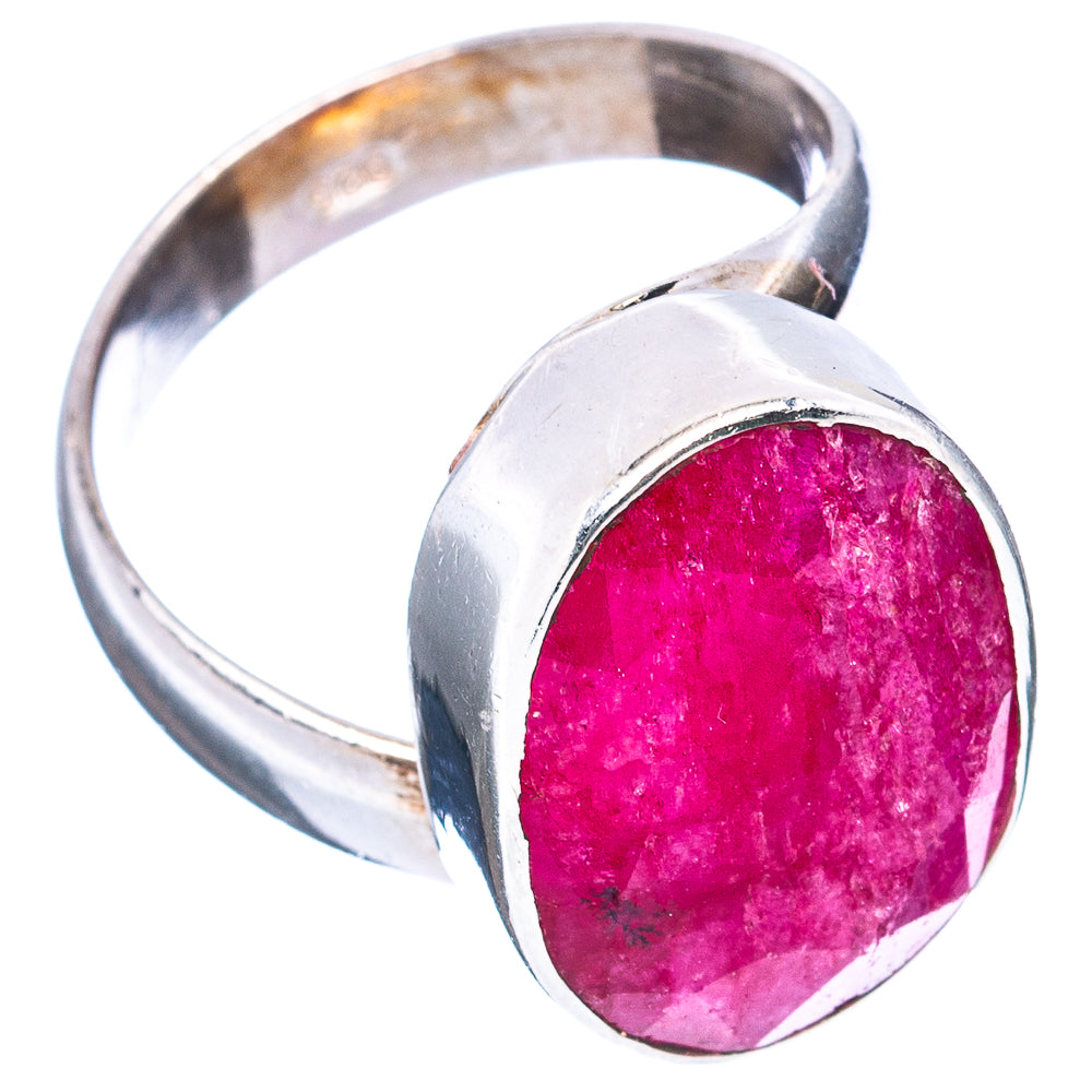 (Classic Series) Red Sillimanite Ring Size 7 (.925 Sterling Silver)