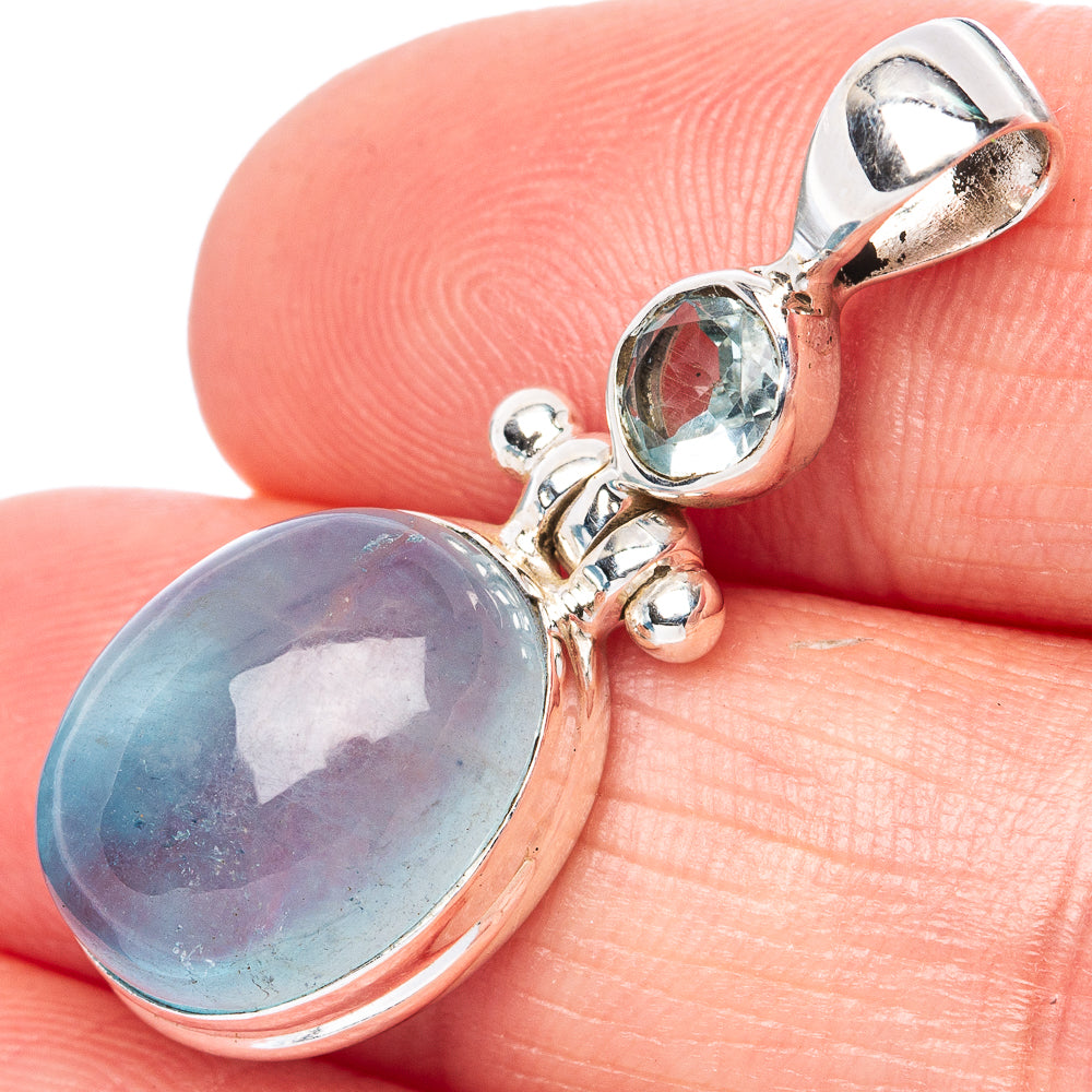 Aquamarine, Blue Topaz Pendant 1 1/4" (925 Sterling Silver) P42743