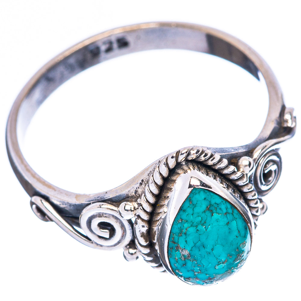 Tibetan Turquoise Dainty Ring Size 7.75 (925 Sterling Silver) R5159