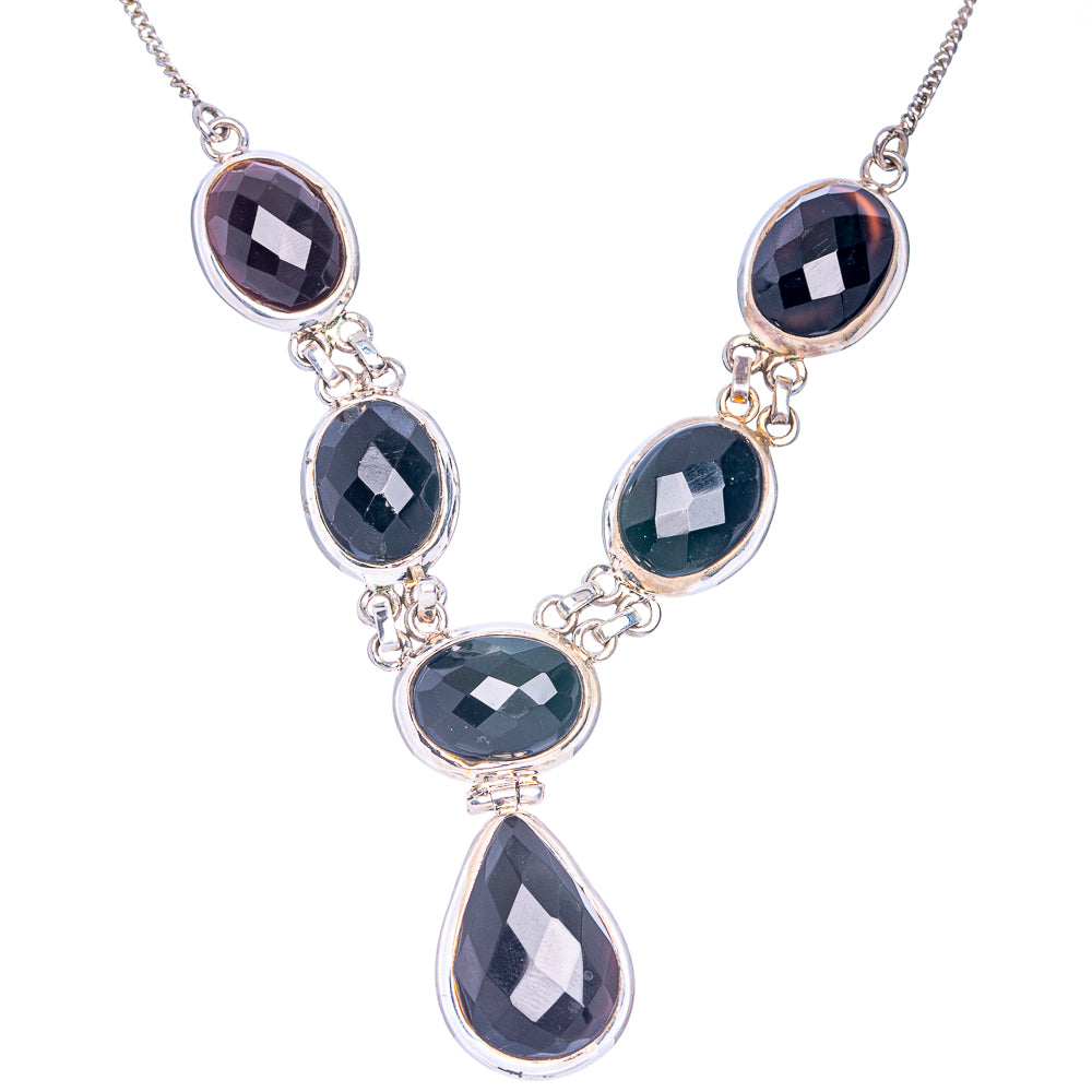 Black Onyx Necklace 17 1/4" (925 Sterling Silver) N90089