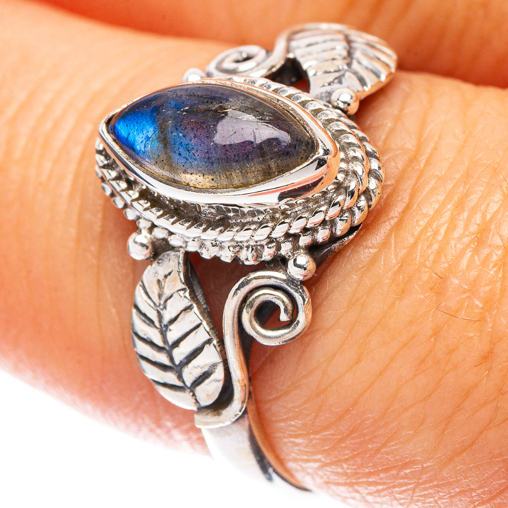 Labradorite Leaf 925 Sterling Silver Ring Size 7.75 (925 Sterling Silver) R5341