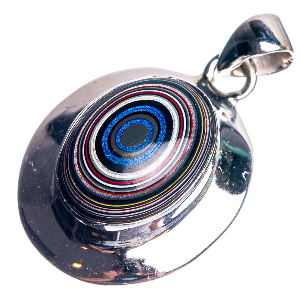 Fordite 925 Sterling Silver Pendant 1 3/8"