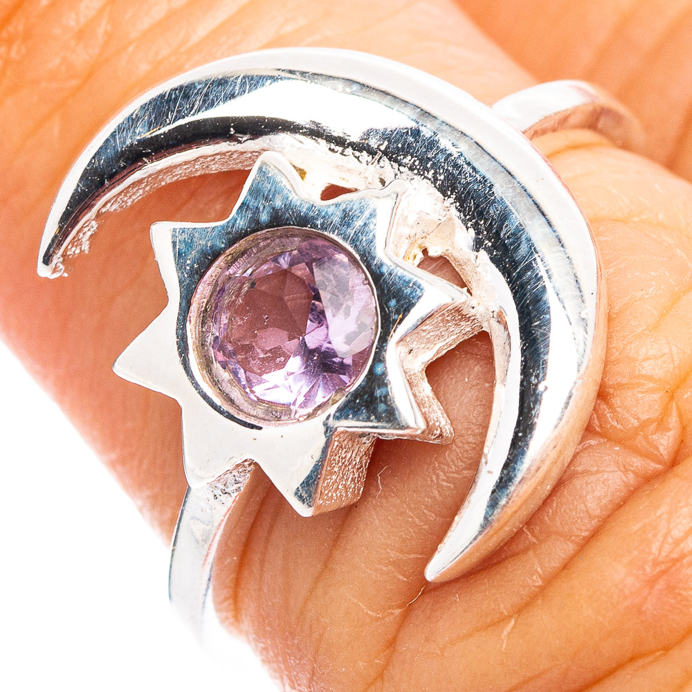 Amethyst Sun Moon Dainty Ring Size 6 (.925 Sterling Silver)