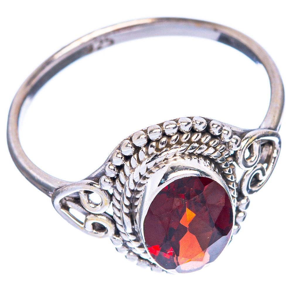 Garnet Dainty Ring Size 6.5 (925 Sterling Silver) R1091