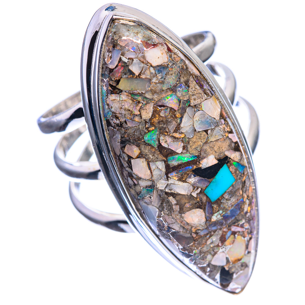 Large Brecciated Ethiopian Opal 925 Sterling Silver Ring Size 8.25