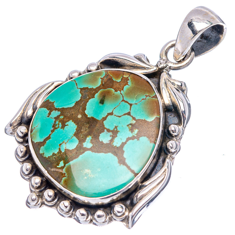Rare Premium Tibetan Turquoise Pendant 1 5/8" (.925 Sterling Silver)