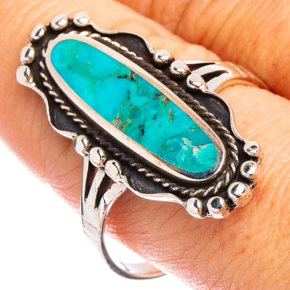 Arizona Turquoise Native Style Ring Size 10.75 (.925 Sterling Silver)