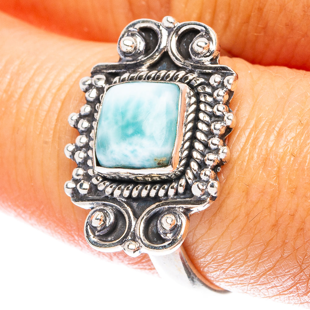 Larimar Dainty Ring Size 8 (925 Sterling Silver) R5196