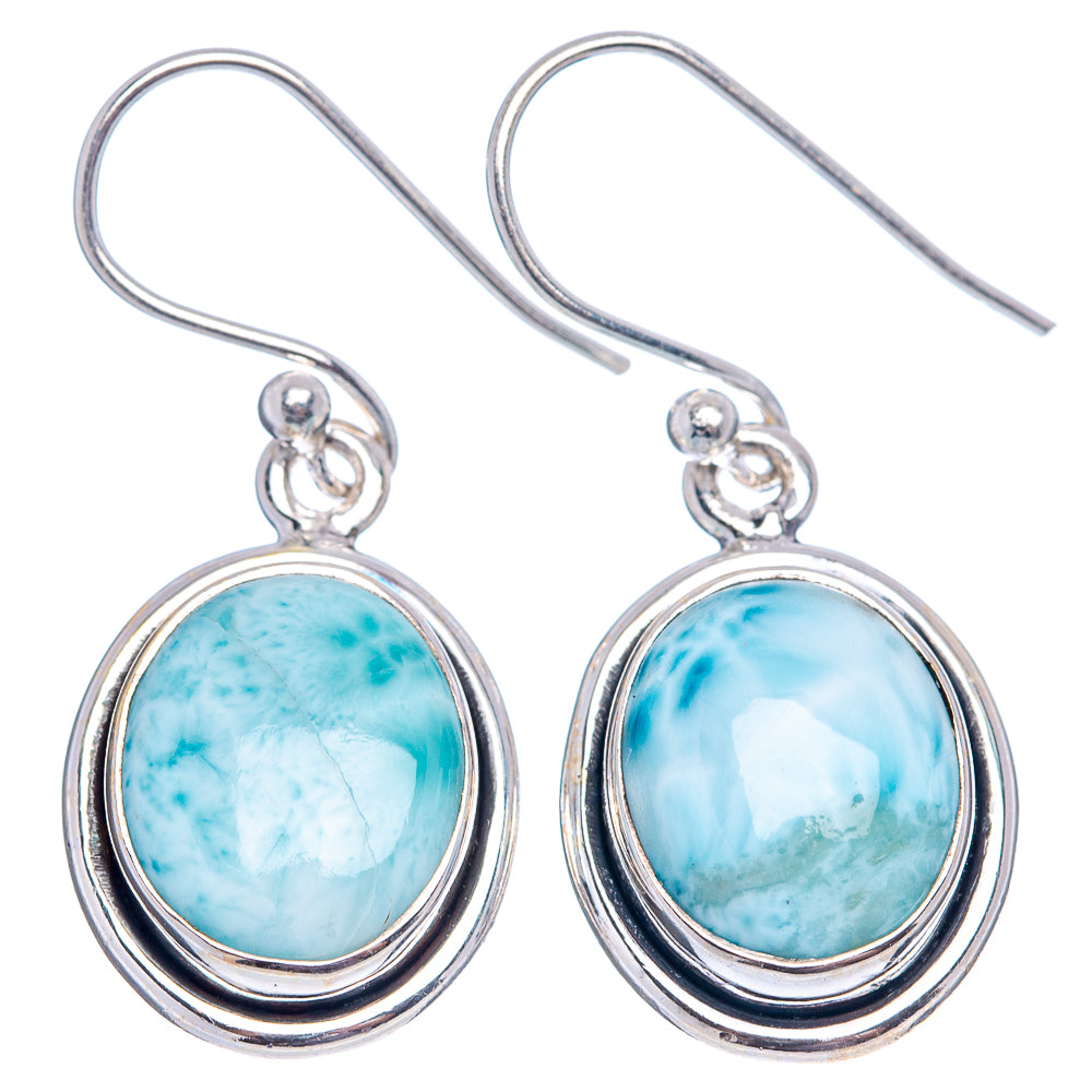 Larimar Earrings 1 3/8" (.925 Sterling Silver)