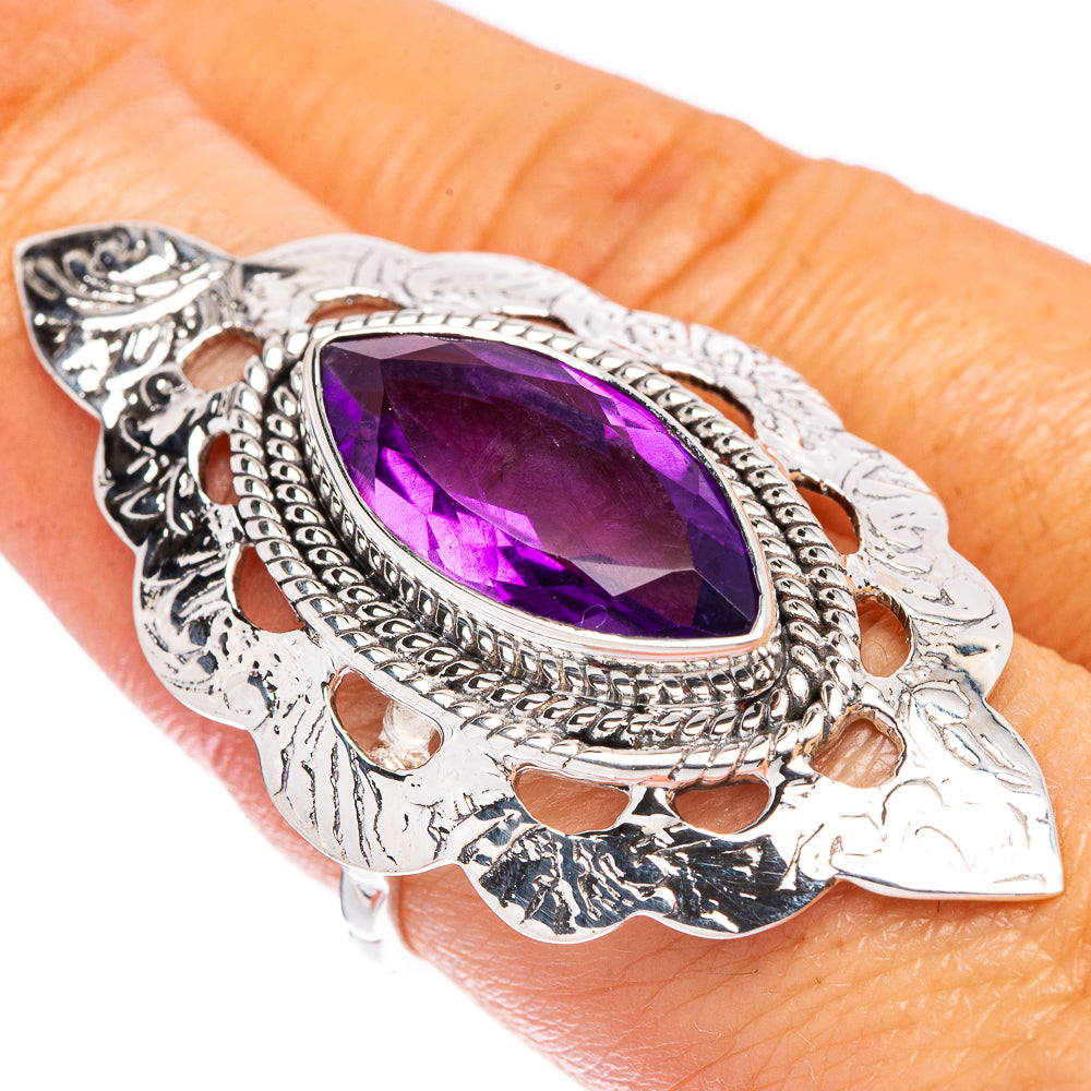 Signature Faceted Amethyst Ring Size 7.75 (925 Sterling Silver) R1779