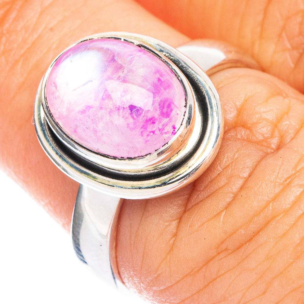 Pink Moonstone Ring Size 6.25 (925 Sterling Silver) R7807