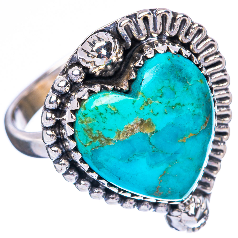 Rare Kingman Turquoise Heart 925 Sterling Silver Ring Size 8.25 (925 Sterling Silver) R3838