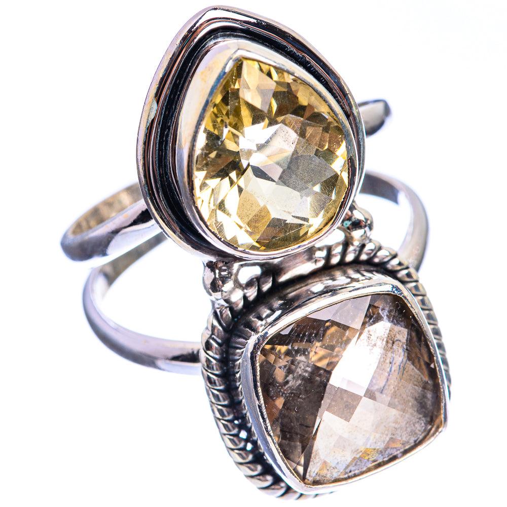 Large Smoky Quartz, Citrine Ring Size 10 (925 Sterling Silver) R143004