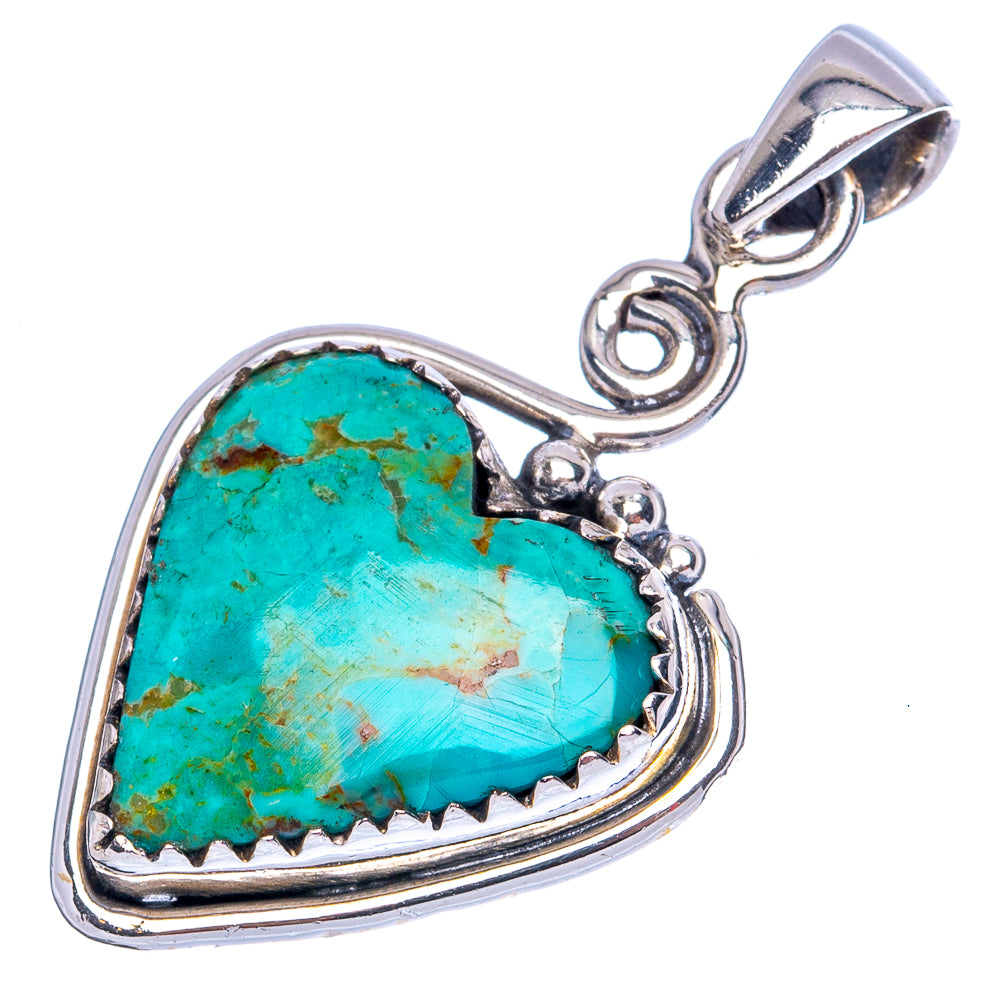 Rare Arizona Turquoise Heart Pendant 1 3/8" (925 Sterling Silver) P42118