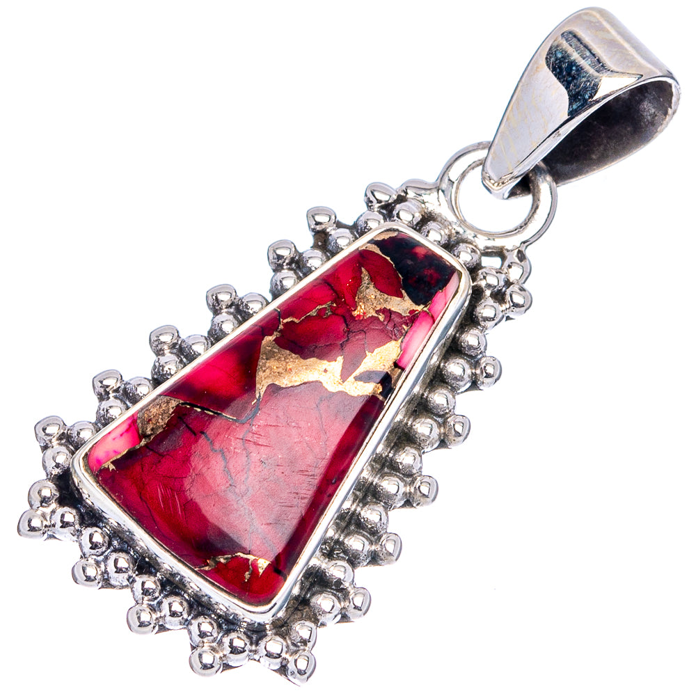 Red Dahlia Mohave Turquoise Pendant 1 3/8" (.925 Sterling Silver)