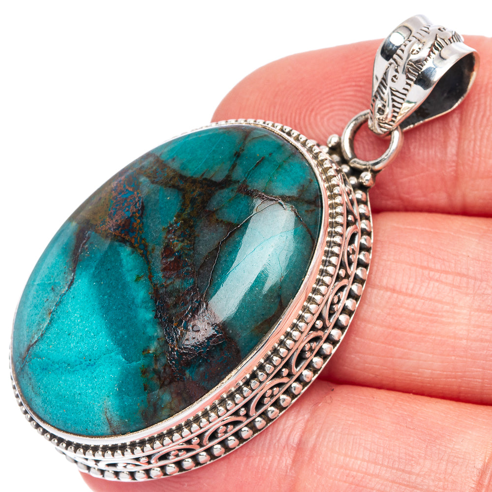 Tibetan Turquoise Pendant 1 7/8" (925 Sterling Silver) P40049