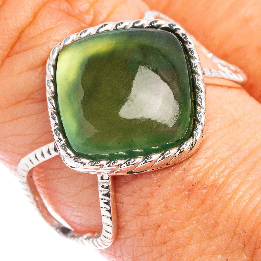 Premium Nephrite Jade Ring Size 8.75 (.925 Sterling Silver)