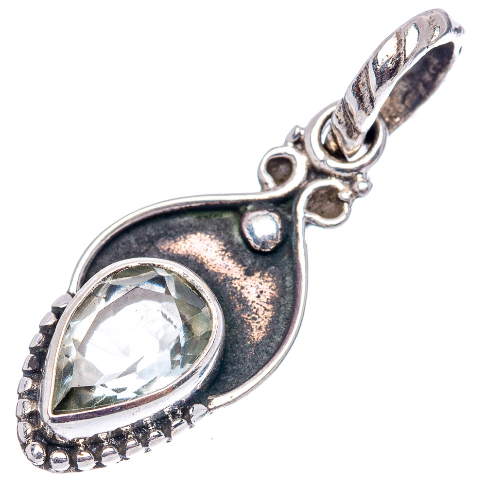 Dainty Green Amethyst Pendant 1 1/8" (.925 Sterling Silver)