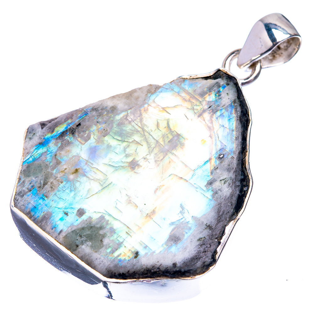 Rainbow Moonstone Pendant 1 3/4" (925 Sterling Silver) P38823