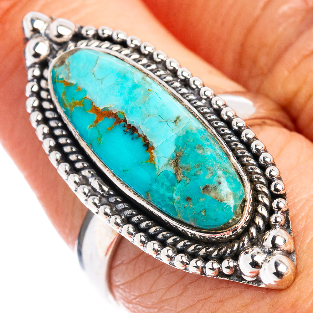 Blue Copper Turquoise Ring Size 7.25 (.925 Sterling Silver)
