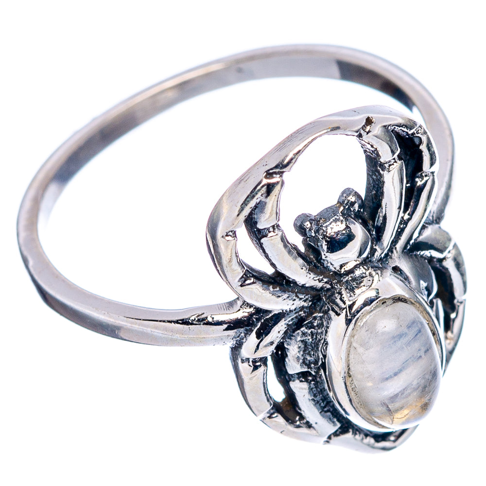 Rainbow Moonstone Spider Dainty Ring Size 6.75 (.925 Sterling Silver)