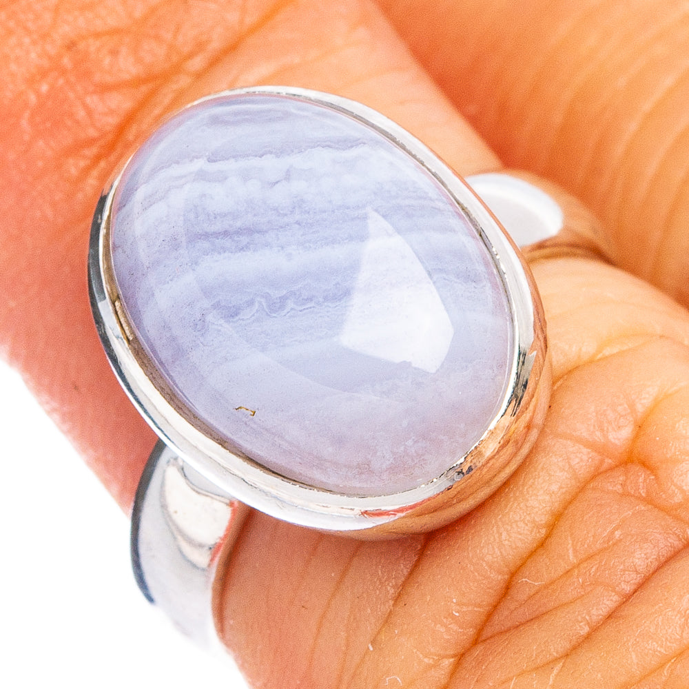 Blue Lace Agate Ring Size 5 (.925 Sterling Silver)