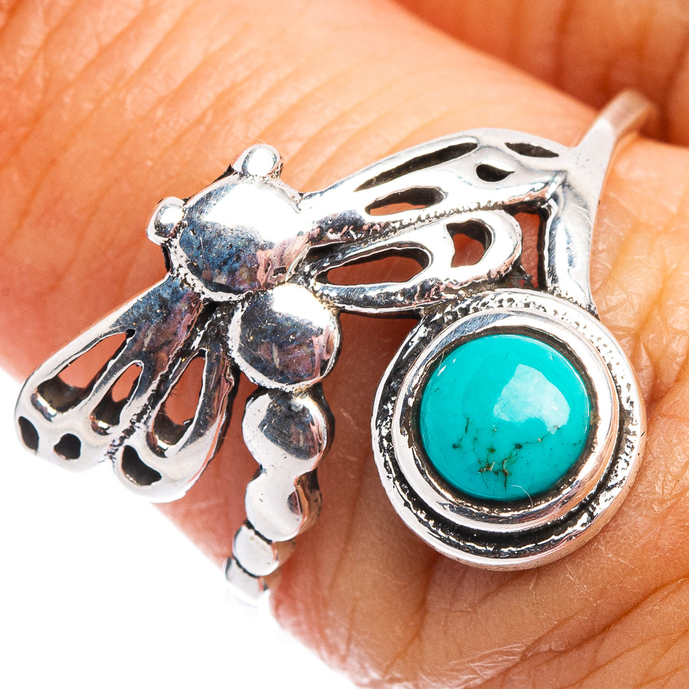 Turquoise Dragonfly Dainty Ring Size 7.75 (.925 Sterling Silver)