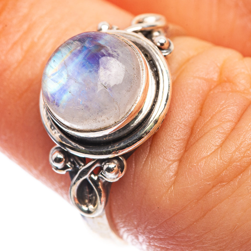 Rainbow Moonstone Dainty Ring Size 6 (925 Sterling Silver) R142593