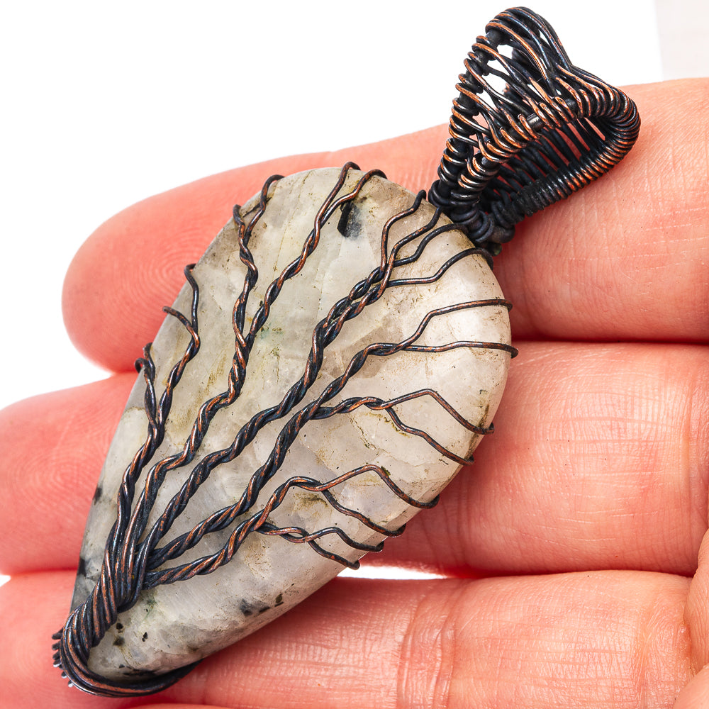 White Quartz Tree of Life Pendant 2 3/8" (Oxidized Copper)