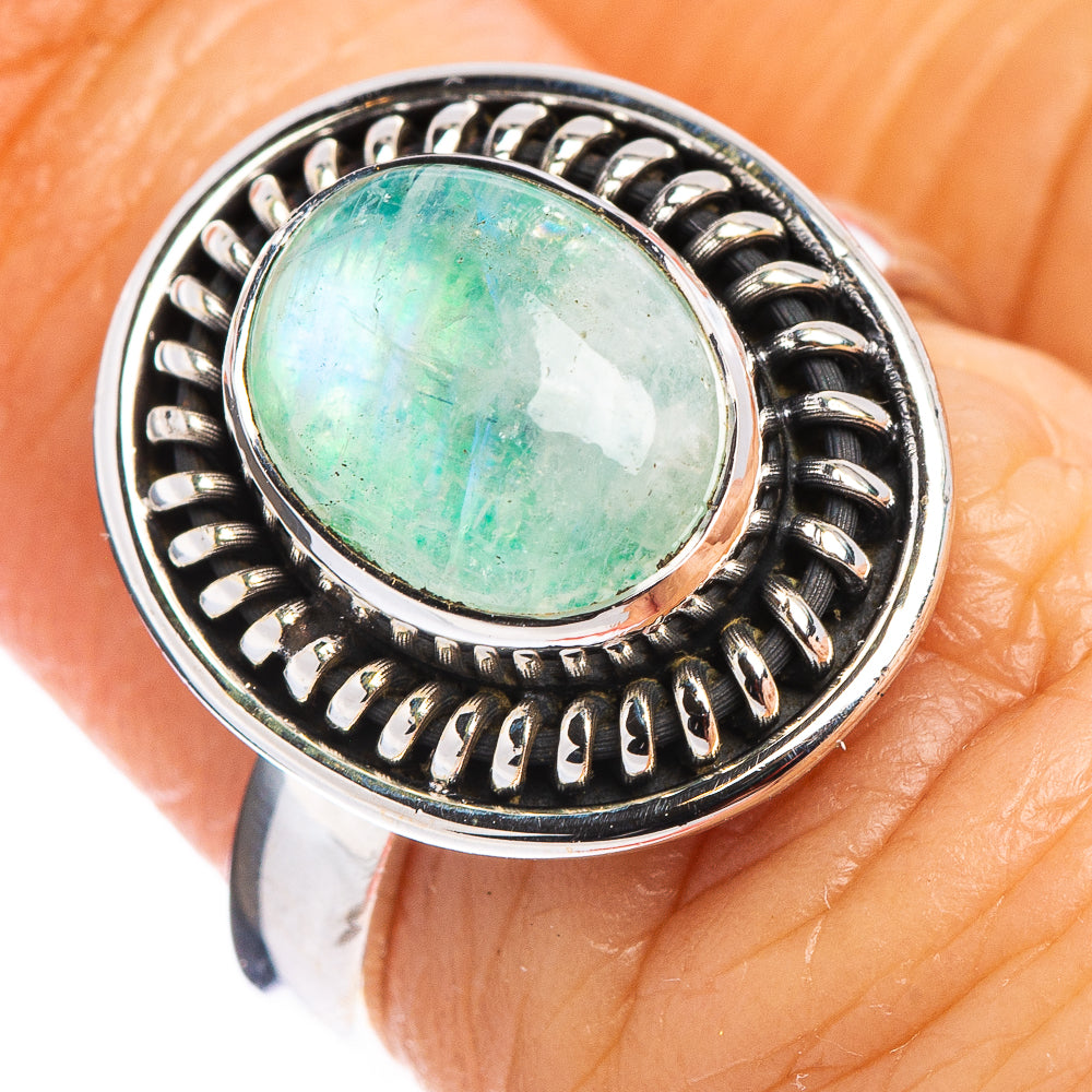 Green Moonstone Ring Size 6 (.925 Sterling Silver)