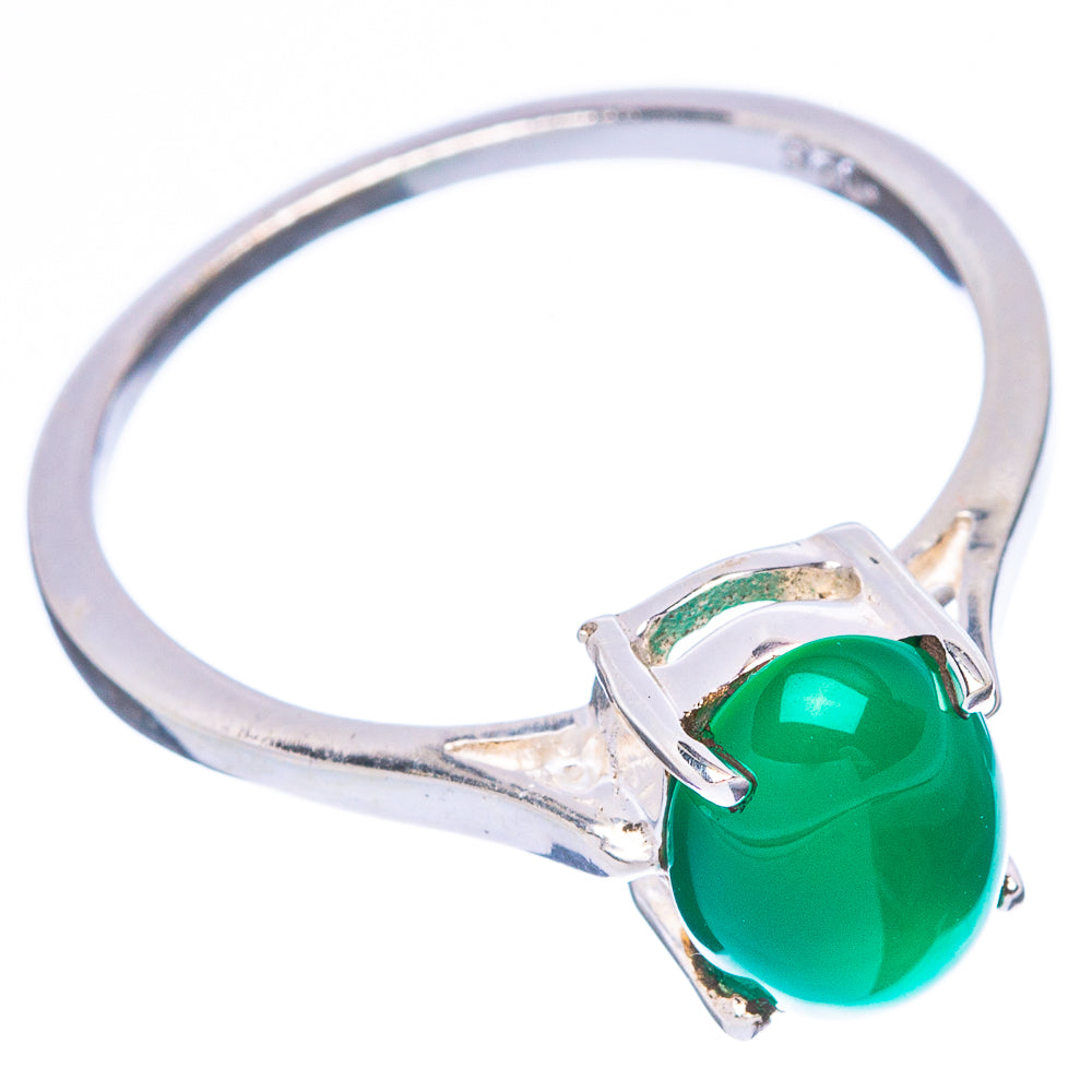 Green Onyx Dainty Ring Size 7.75 (925 Sterling Silver) R5898