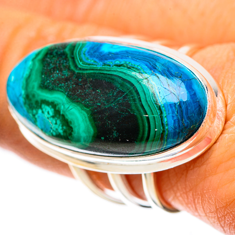 Large Malachite In Chrysocolla Ring Size 9 (925 Sterling Silver) RING138649