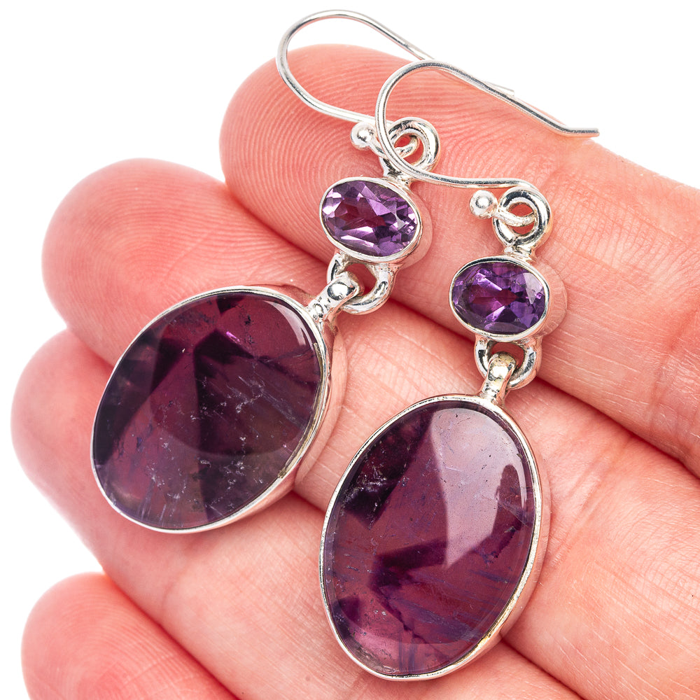 Star Amethyst Earrings 1 7/8" (925 Sterling Silver) E433069