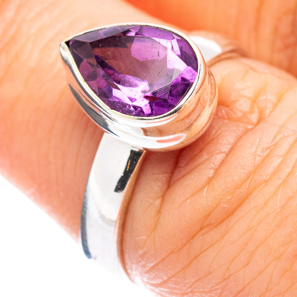 Faceted Amethyst Ring Size 6.75 (.925 Sterling Silver)