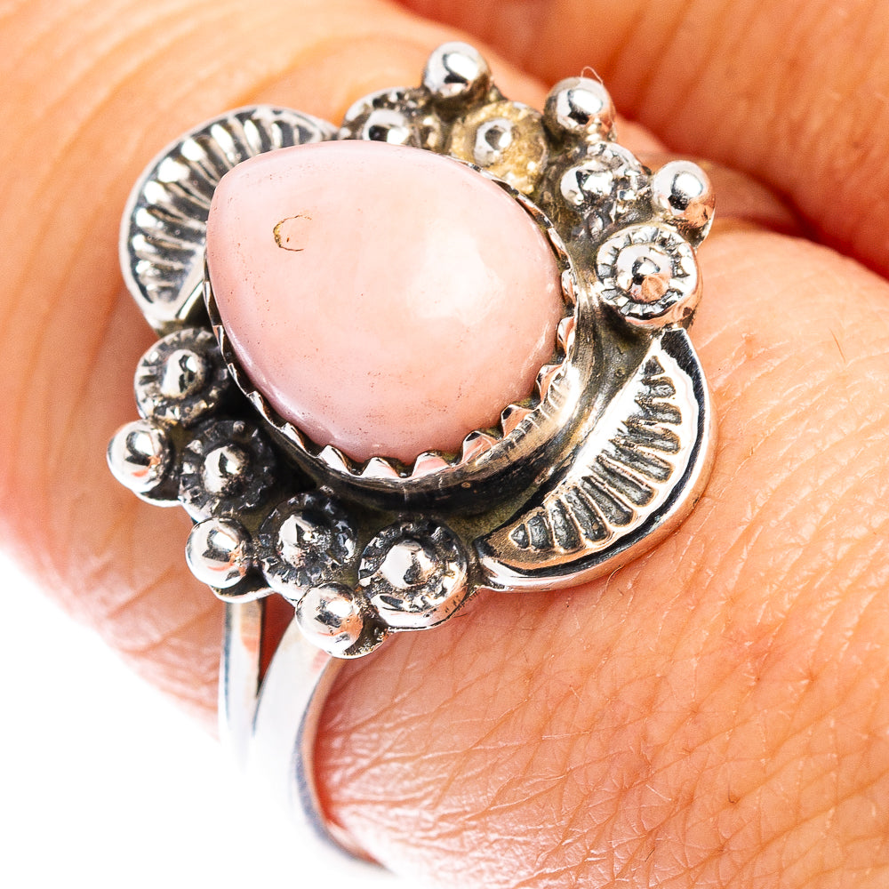 Pink Opal Native Style Ring Size 9 (.925 Sterling Silver)