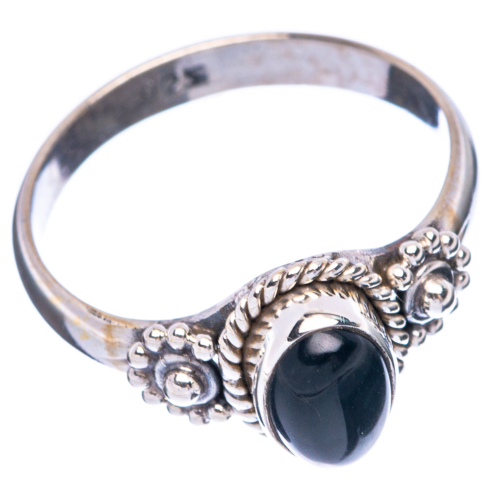 Black Onyx Dainty Ring Size 6.75 (925 Sterling Silver) R6005