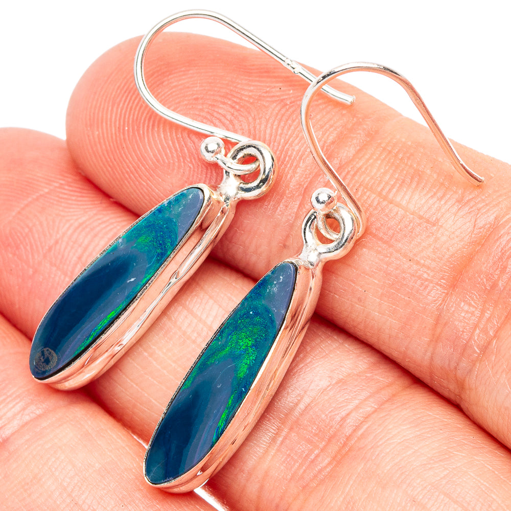 Rare Doublet Opal Earrings 1 3/8" (925 Sterling Silver) E2311