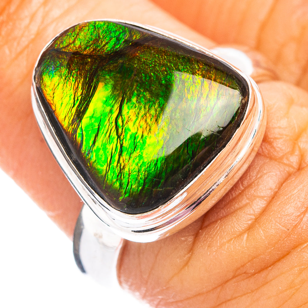 Premium Canadian Ammolite Ring Size 6.75 (.925 Sterling Silver)