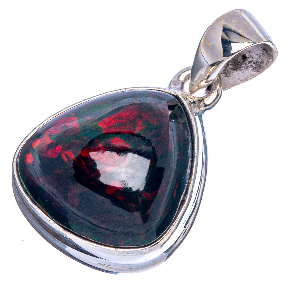 Rare Black Opal Pendant 1 1/8" (925 Sterling Silver) P43339