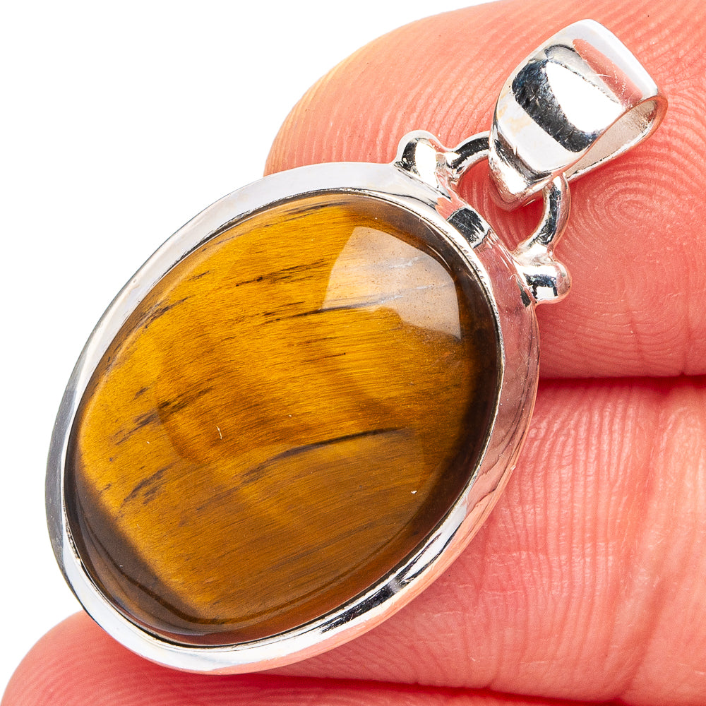 Tiger Eye Pendant 1 1/4" (.925 Sterling Silver)
