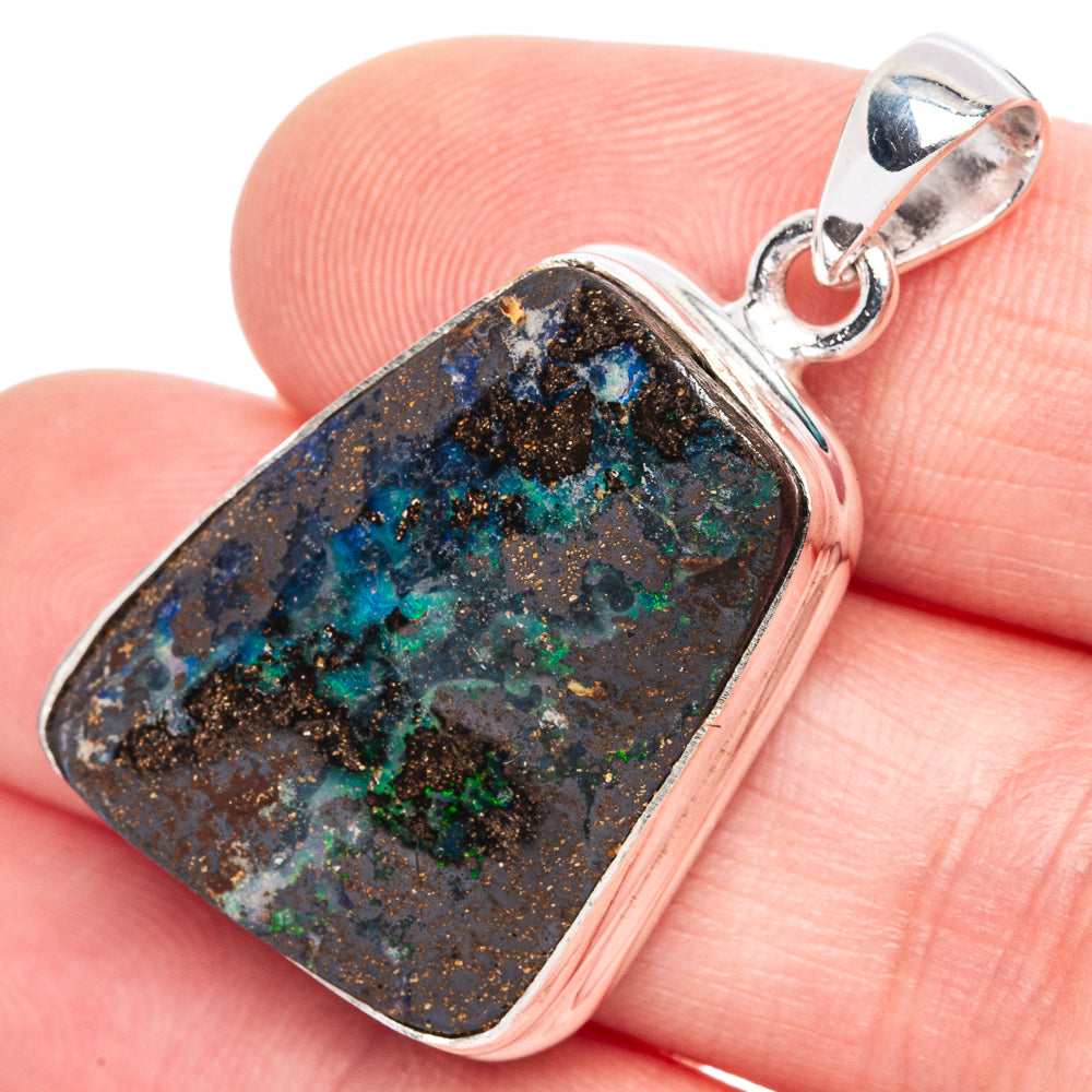 Rare Boulder Opal Pendant 1 1/2" (925 Sterling Silver) P41978