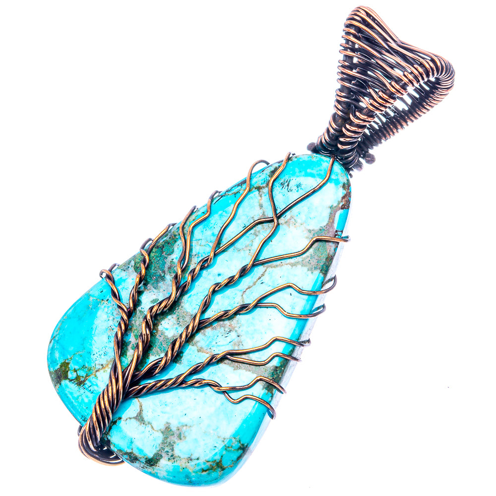 Turquoise Tree of Life Pendant 2 1/4" (Oxidized Copper)
