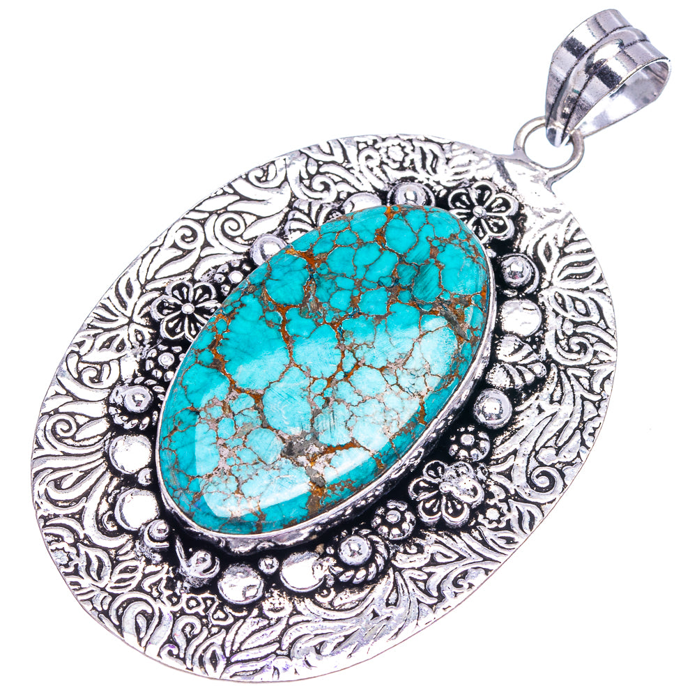 Turquoise Pendant 2 5/8" (German Silver)