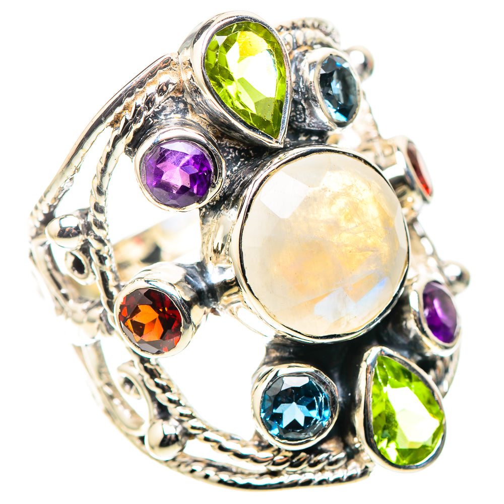 Signature Rainbow Moonstone, Peridot, Amethyst, Blue Topaz, Garnet Ring Size 8.75 (925 Sterling Silver) RING138293