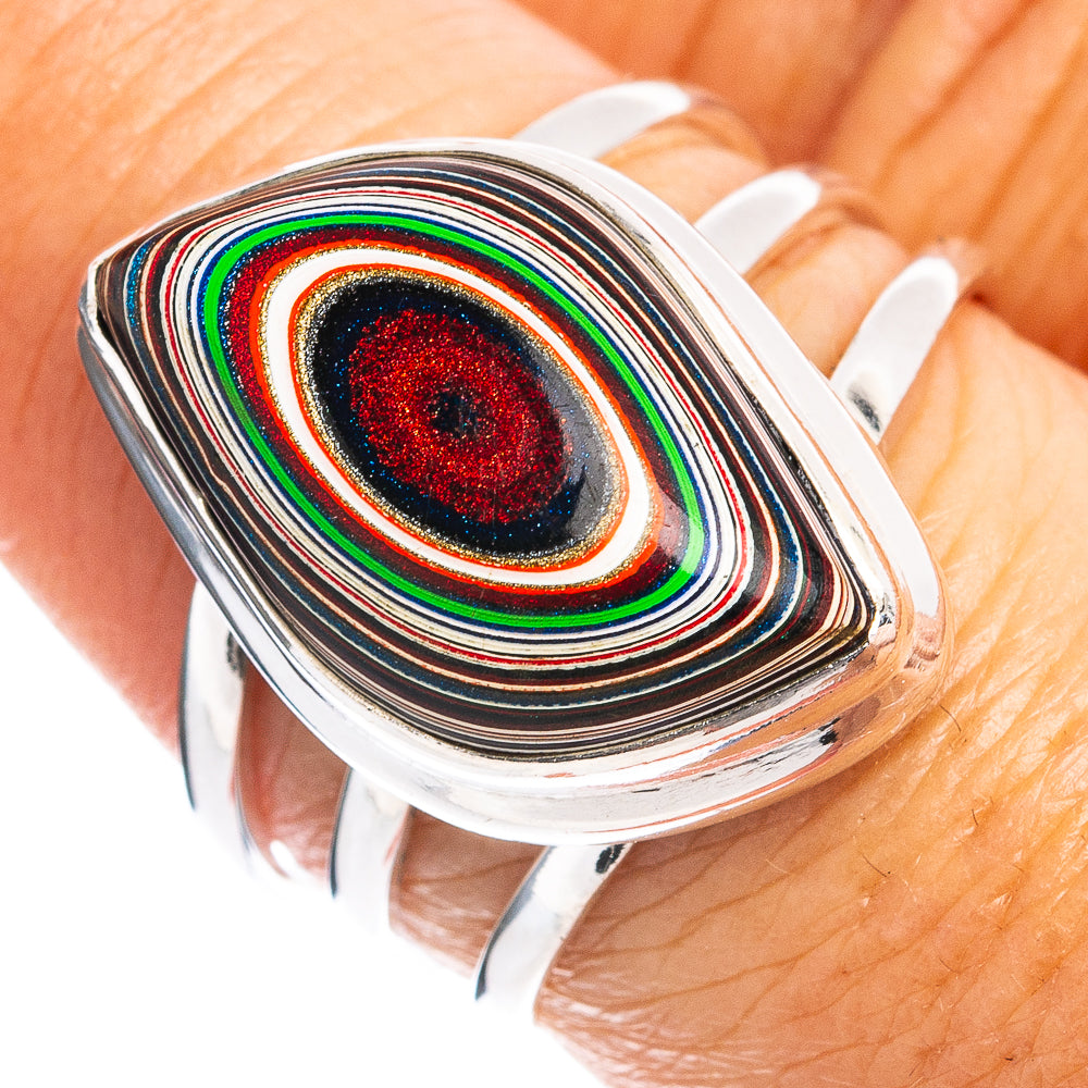 Premium Fordite Ring Size 8 (.925 Sterling Silver)